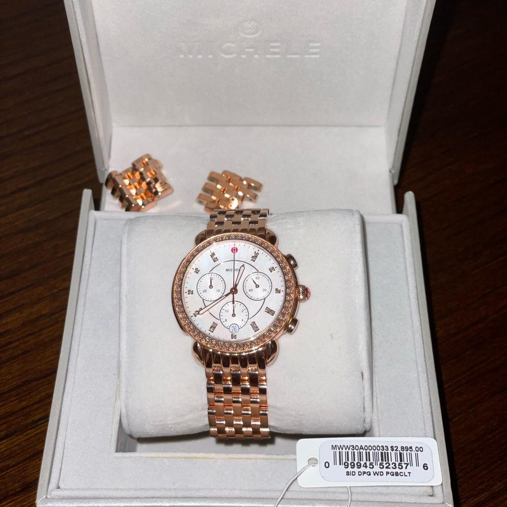 Michele Sidney Rose Gold Diamond chronograph 38mm